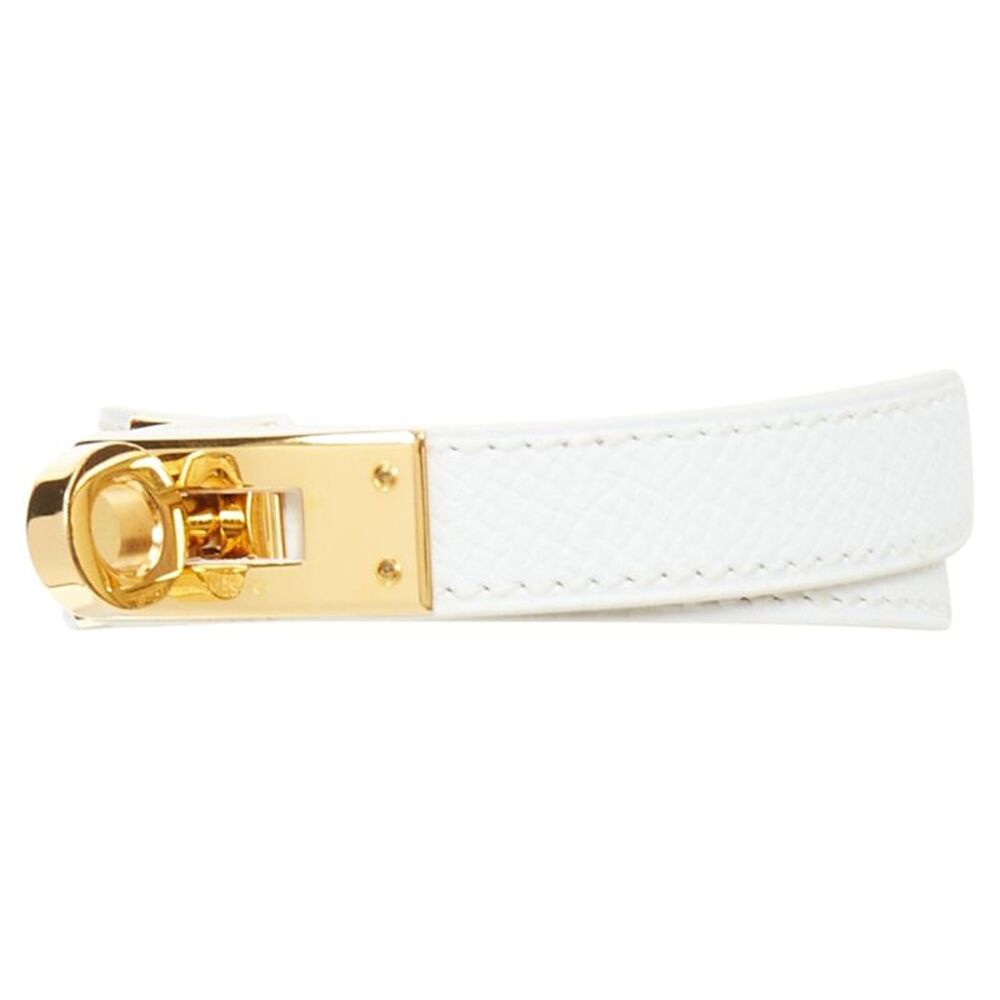 Hermes Kelly Double Tour White Leather Wrap Bracelet